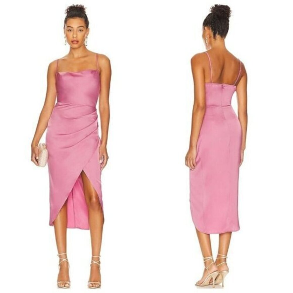 MORE TO COME Adonia Wrap Midi Dress - Pink